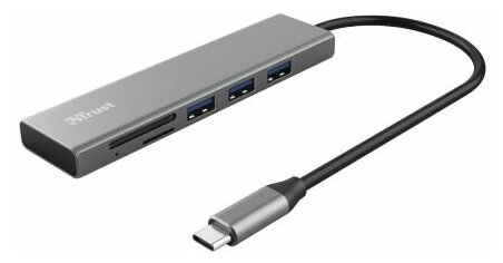 USB-хаб и картридер Trust 24191 Halyx Fast USB-C серебристый