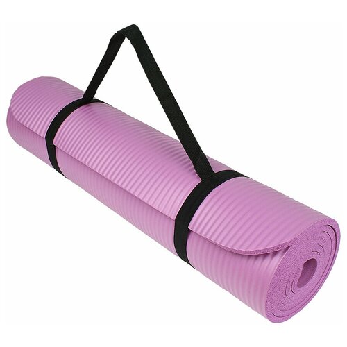 фото Коврик для фитнеса из nbr каучука 183х61 см розового цвета с ремешком для переноски / коврик для йоги / спортивный коврик / коврик для гимнастики at