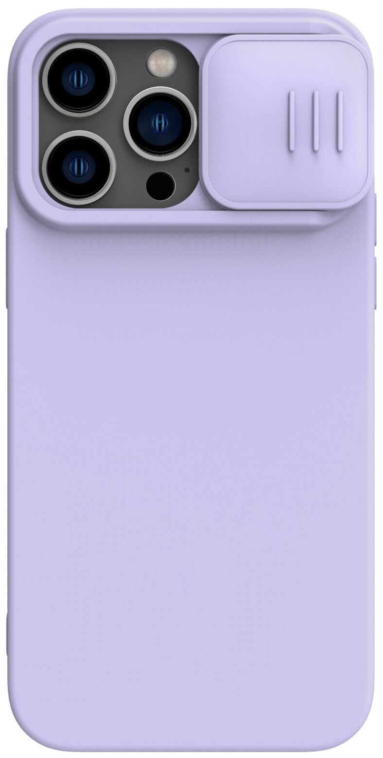 Силиконовый чехол с защитой камеры Nillkin CamShield Silky Silicone Case (без магсейф) для Apple iPhone 14 Pro, фиолетовый