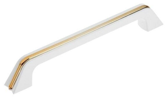 Ручка-скоба м/о 128 мм цвет белый с золотой вставкой