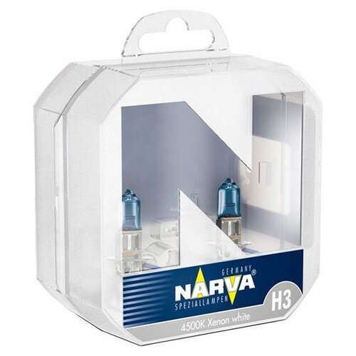 фото Лампа галогенная narva range power white h3fit 12v 55w pk22s 4500k, 2 шт. (бокс)