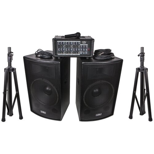 Soundking ZH0602D12LS Комплект акустической системы, микшер, микрофон, кабели, 2х200Вт аналоговый микшер soundking as mix04au