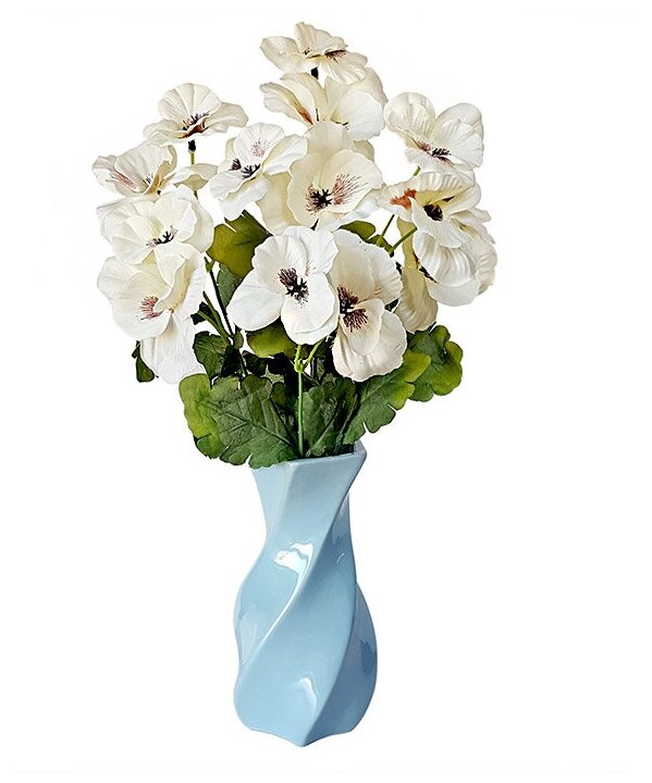Цветок искусственный "Анютины глазки" белый, 40 см