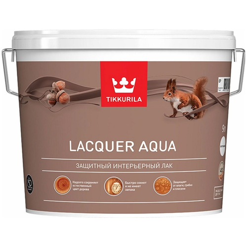 Лак полуглянцевый Lacquer Aqua (Лак Аква) TIKKURILA 9 л бесцветный (база EP)