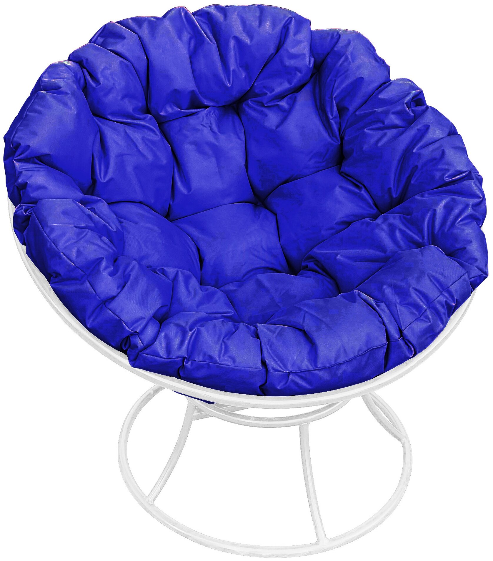 Кресло m-group папасан белое, синяя подушка - фотография № 1