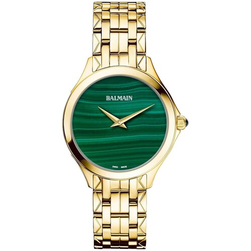 Наручные часы Balmain, зеленый, золотой браслет из натурального недрагоценного камня малахит