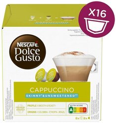 Кофе в капсулах Nescafe Dolce Gusto Cappuccino Skinny Unsweetened, 16 капсул х 1 уп, обезжиренный, без сахара