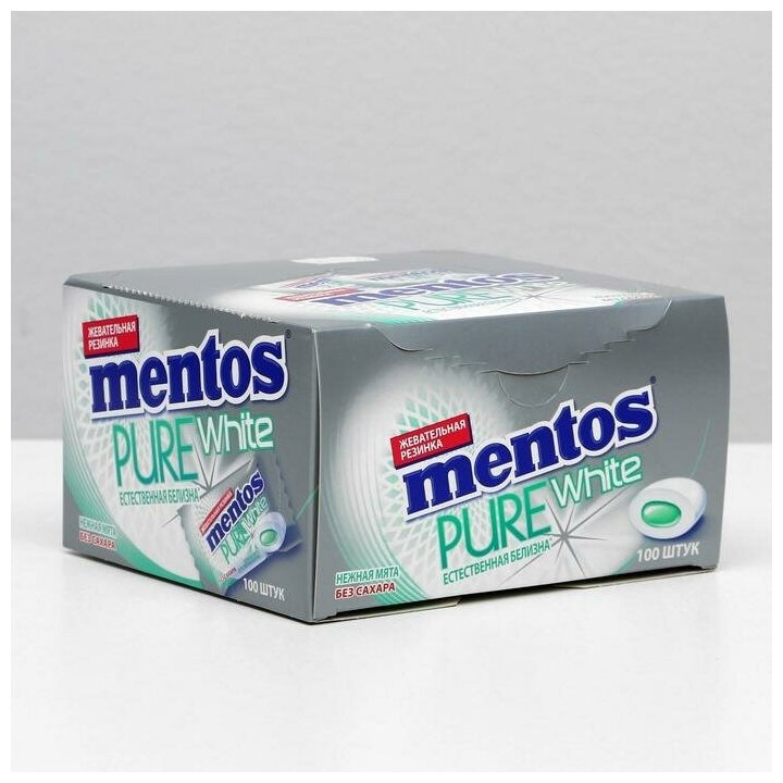 Жевательная резинка Mentos Pure White Нежная мята, 100 шт по 2 г. - фотография № 5