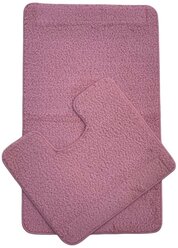 Набор ковриков для ванной и туалета 60x100 + 40x60см, розовые