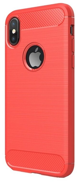 Чехол силиконовый для Apple iPhone X/XS - Красный/Карбон