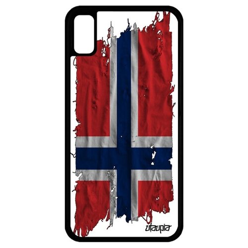 фото Защитный чехол для телефона // iphone xr // "флаг норвегии на ткани" государственный стиль, utaupia, белый