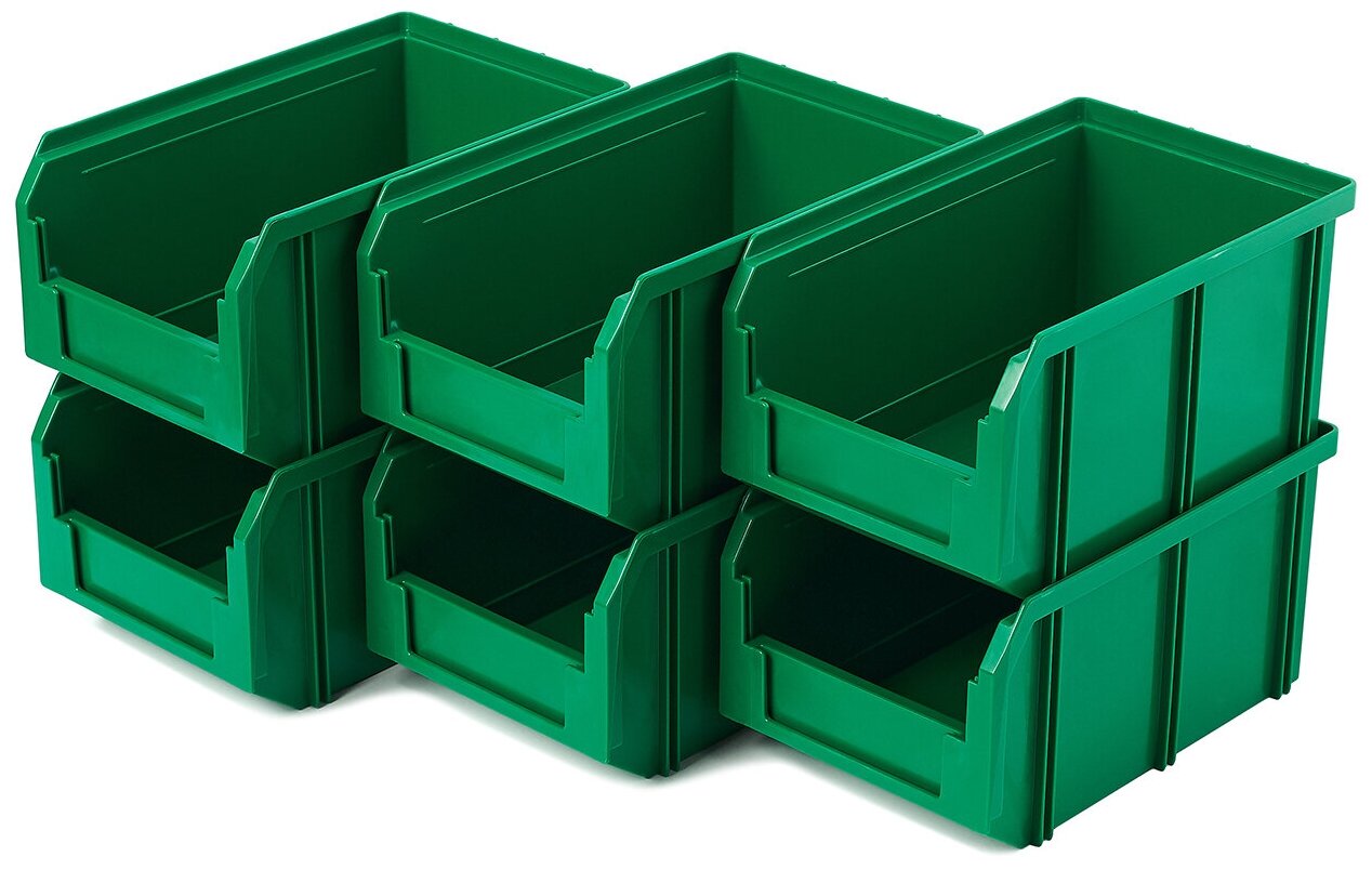 Пластиковый ящик Стелла-техник V-2-К6-зеленый , комплект 6 штук