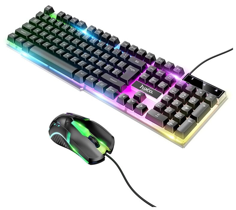 Игровая клавиатура с мышкой Hoco GM11 Terrific glowing gaming keyboard and mouse set (русские буквы), черный