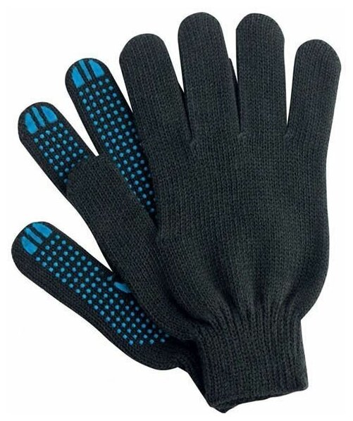 Перчатки (gloves) ХБ 10кл. 5 ниток с ПВХ покрытием черные (10 пар) / PPE-008 - фотография № 1