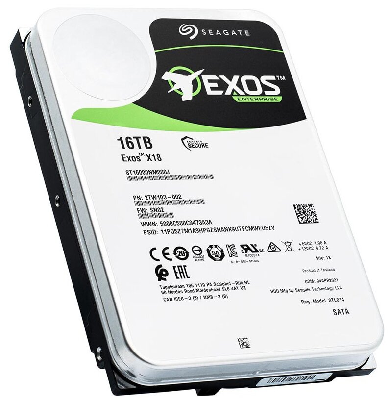 Внутренний HDD диск SEAGATE Exos X18 16TB, SATA3, 3.5" (ST16000NM000J)