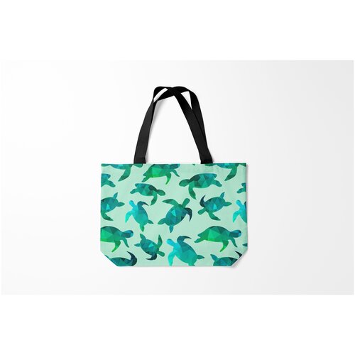 фото Сумка-шоппер / 46х35 см / популярные иллюстрации / лето абстракция черепахи полигон burnettie