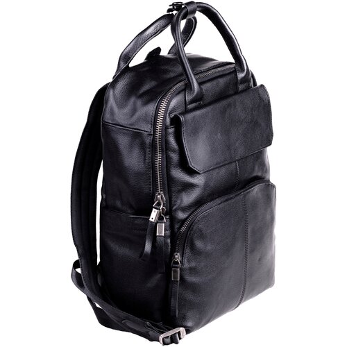 Рюкзак TAYBR натуральная кожа TAY-816-Black, фактура гладкая, черный