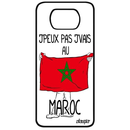 фото Противоударный чехол на мобильный // xiaomi poco x3 // "еду в марокко" флаг надпись, utaupia, белый