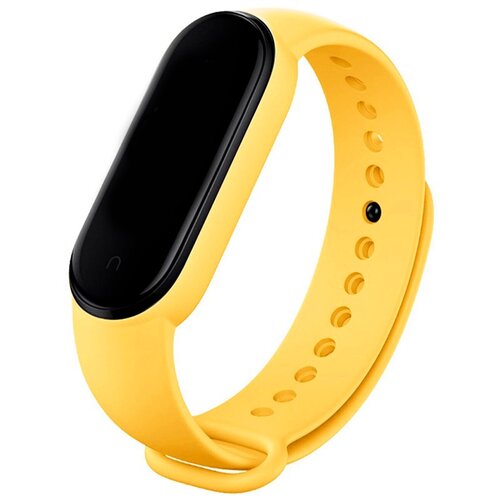 фото Ремешок для фитнес браслета xiaomi mi band 5 и mi band 6 / сменный браслет для умных смарт часов сяоми ми бэнд 5 и ми бэнд 6 / силиконовый ремешок на часы премиум качества (желтый)