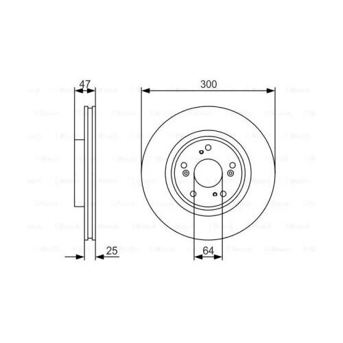 Диск тормозной HONDA CR-V II 01-07/CIVIC Type R 06- передний вент. D 300мм., BOSCH, 0 986 479 R24