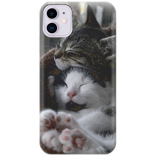 фото Силиконовый чехол на apple iphone 11 / эпл айфон 11 с принтом "отдыхающие котики" gosso