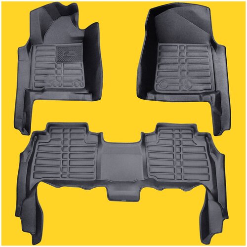5D коврики Toyota Land Cruiser 200, 2007-2021. Большие. Высокие борта. Закрывают весь пол.