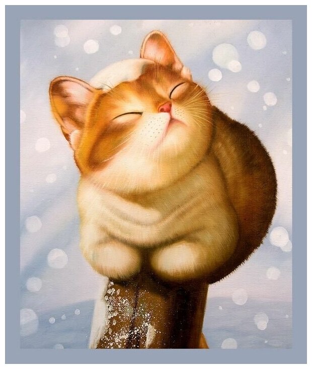 Постер на холсте Кошка и снег (Cat and Snow) 30см. x 36см.