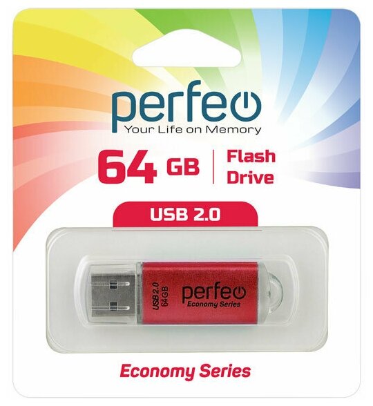 USB флешка Perfeo USB 64GB E01 Red ES