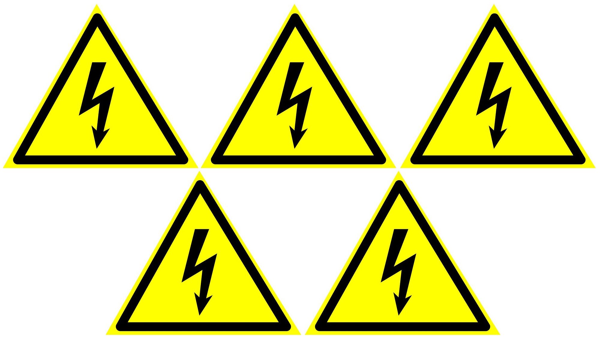 Предупреждающие знаки. Наклейка W 08 Опасность поражения электрическим током Размер 150х150 мм. 5 шт.