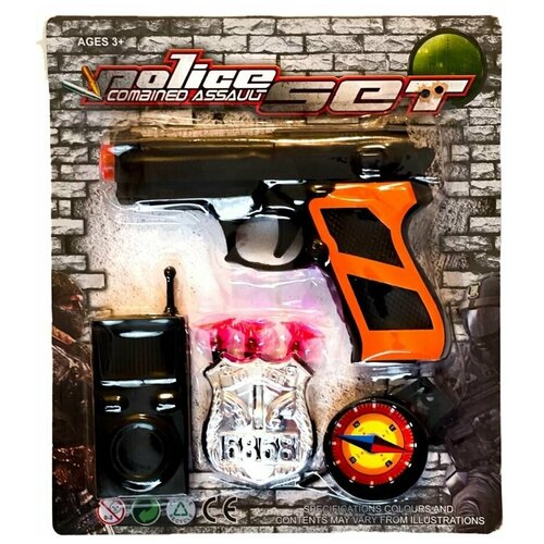 Игровой набор Полицейского Police Soft Bullet Gun на блистере (7 предметов) soft bullet gun manual loading burst toy gun firing soft sponge bullet boy sniper rifle model with target 20 bullets