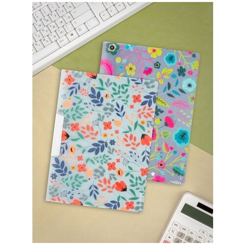 Папка с клипом для документов и бумаг канцелярская /формат А4 / комплект из 2 папок с логотипом, цвет Фиолетовый