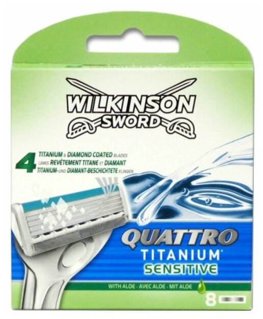 WILKINSON SWORD Сменные кассеты Schick "Quattro Titanium Sensitive", (8 сменных кассет)