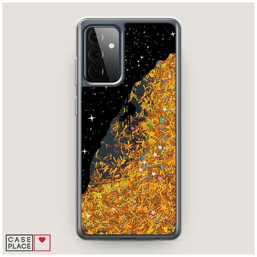 фото Чехол жидкий с блестками samsung galaxy a72 скалолаз в космосе case place