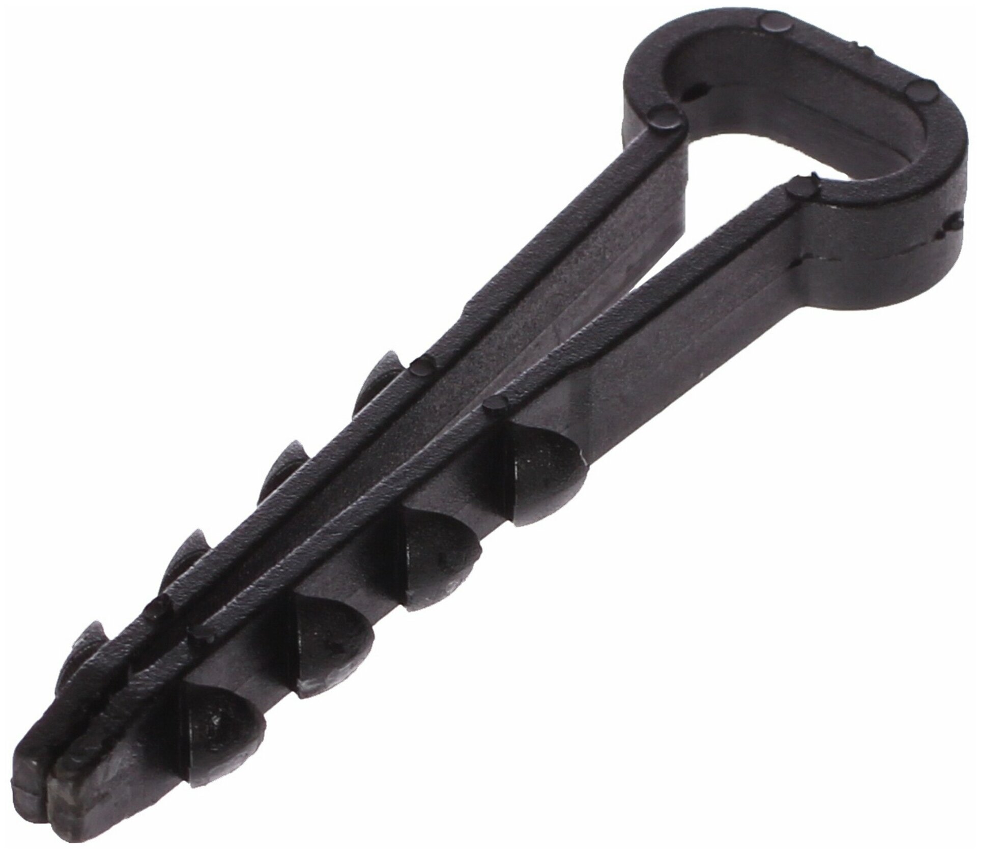 Дюбель-хомут D5-10 мм для плоского кабеля цвет черный 100 шт.