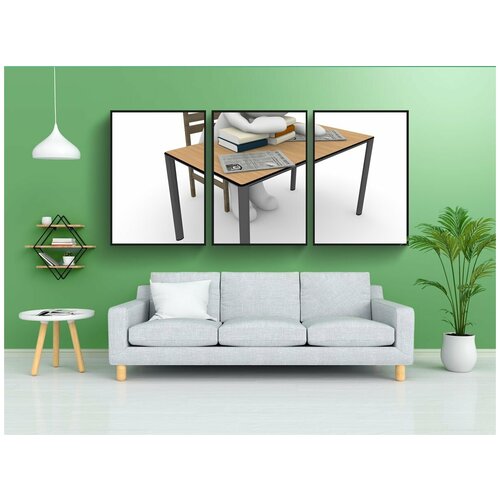 фото Набор модулных постеров для интерьера "работай, исследование, спать" 60x90 см. в тубусе, без рамки lotsprints