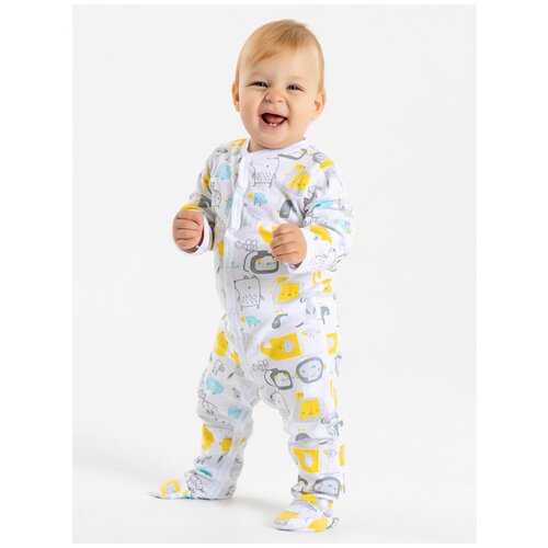 фото 6233 комбинезон "хэппи банни" котмаркот девочкам цвет белый размер 68 kotmarkot