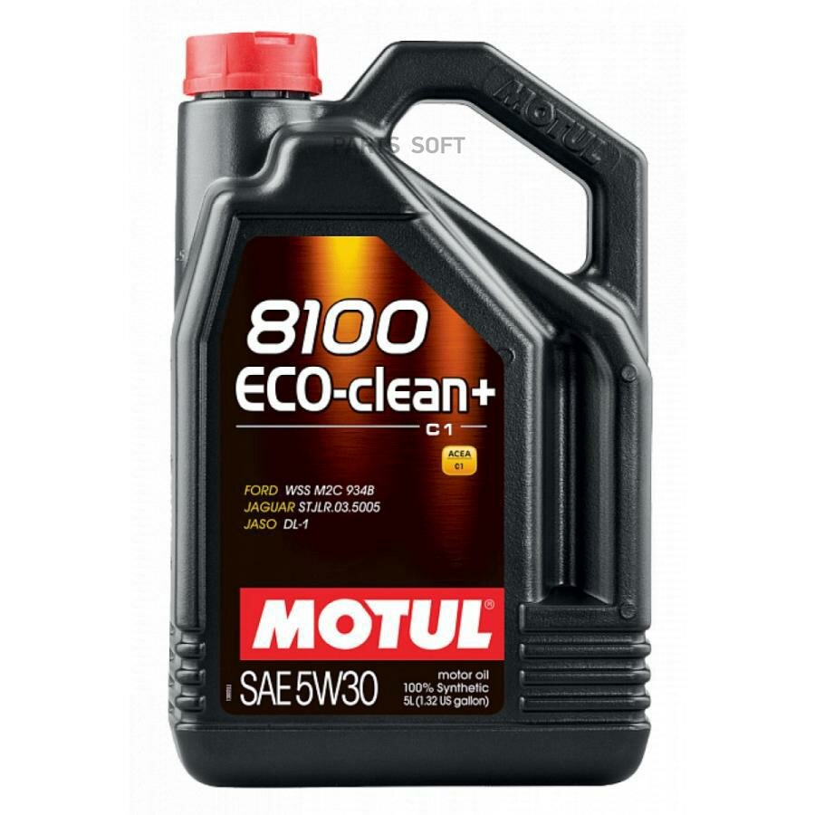 MOTUL 101584 Масо моторное синтетическое 5 - 8100 ECO-CLEAN+ 5W30 ACEA C1, JASO DL-1, Ford WSS M2C 934 B (100% синт.)