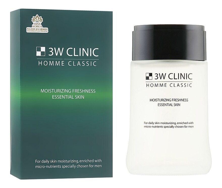 Тонер для мужской кожи лица 3W Clinic Homme Classic Moisturizing Freshness Essential Skin (150 мл)
