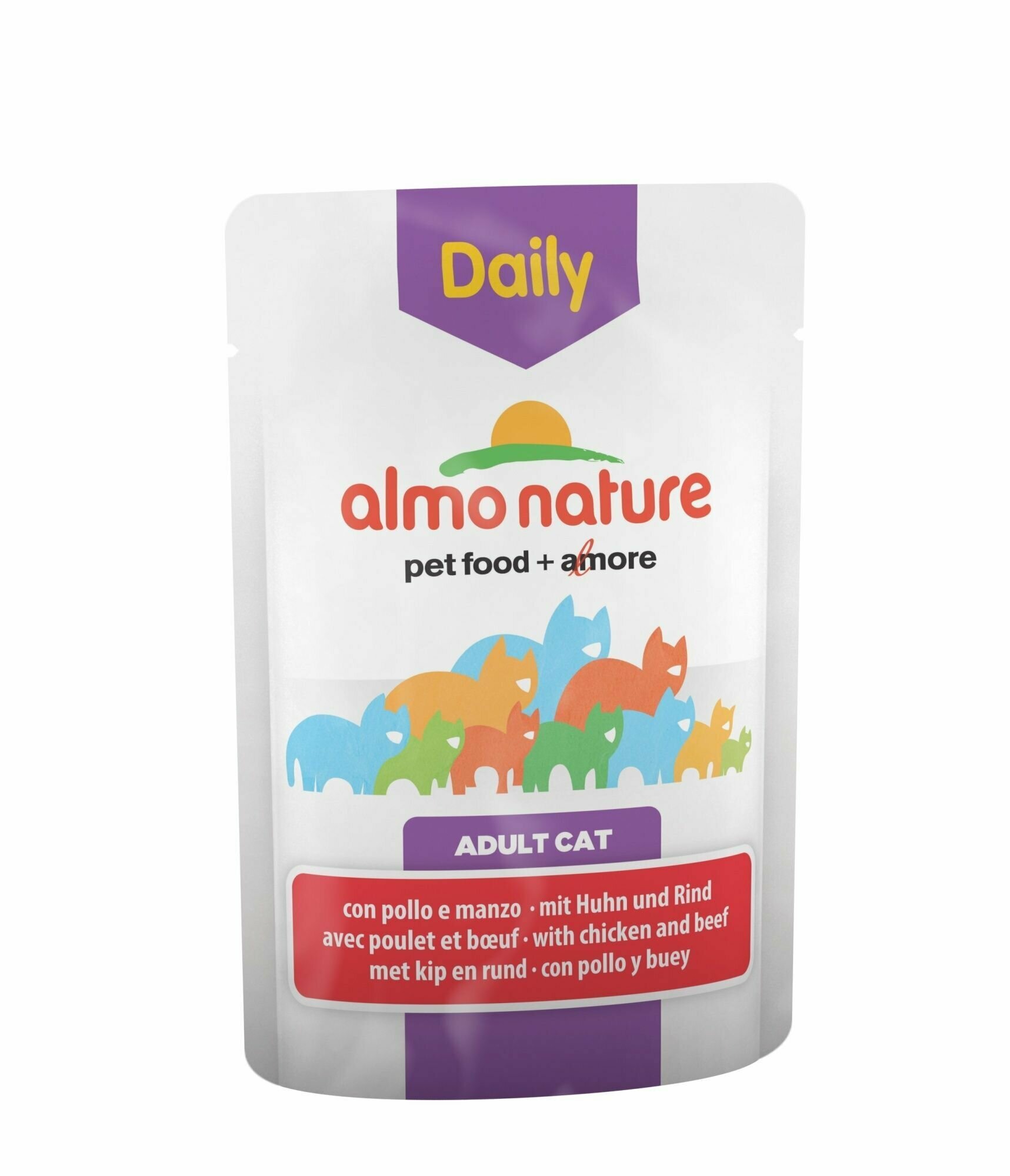 Влажный корм для кошек Almo Nature Daily, с курицей, с говядиной 30 шт. х 70 г (кусочки в соусе) - фотография № 5