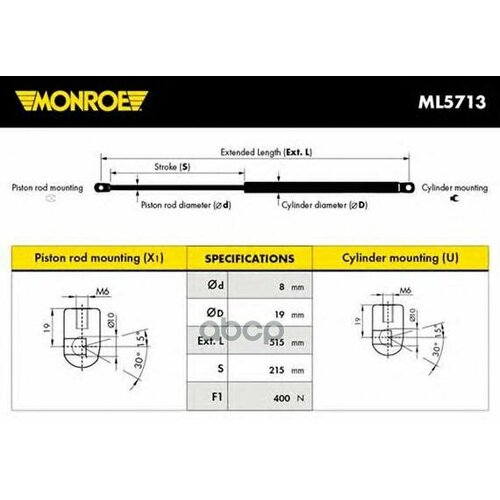 Упор Багажника Газовый Monroe арт. ML5713