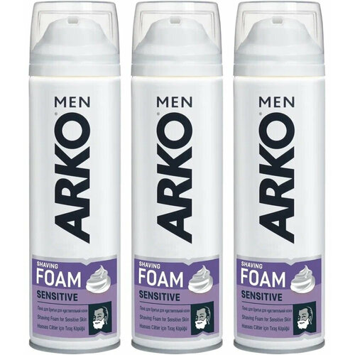 Пена для бритья Arko Sensitive, 200 мл, 3 шт. гель для бритья arko men sensitive 200мл