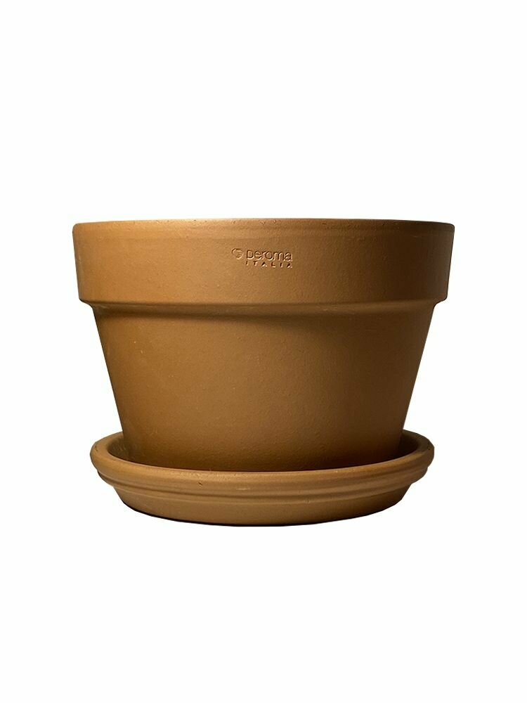 фото Горшок с поддоном для цветов Deroma MEZZO VASO, Италия, диаметр 21 см, высота 14 см