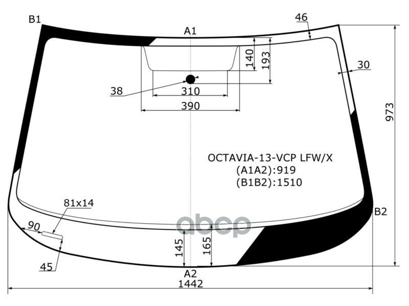 Стекло Лобовое Skoda Octavia 12-20 XYG арт. OCTAVIA-13-VCP LFW/X