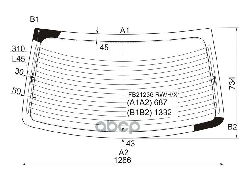 Стекло Заднее (Цвет Зеленый/ Обогрев) Hyundai Elantra 00-09 / Avante 00-06 XYG арт. FB21236 RW/H/X