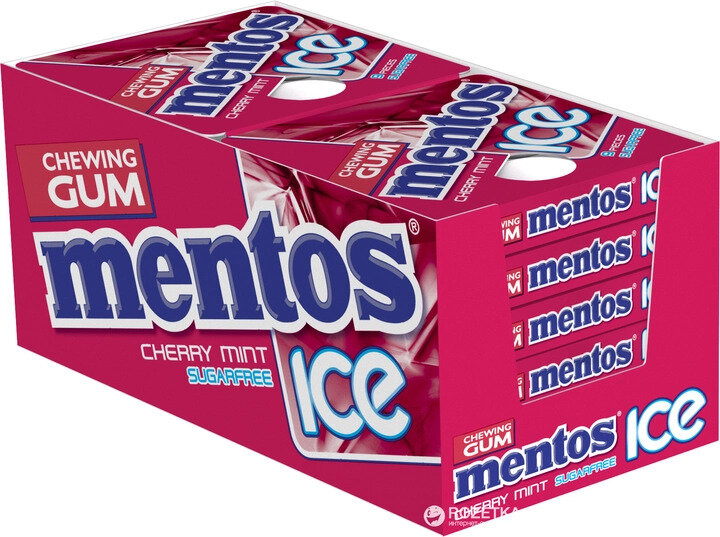 Жевательная резинка Mentos ICE, вишня и мята, 24 пачки по 12,9 г - фотография № 3