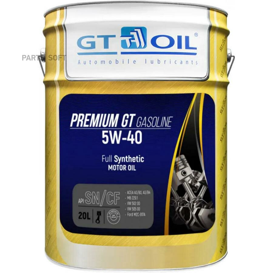 GT OIL 8809059407233 Premium GT Gasoline, SAE 5W-40, API SN/CF, 20