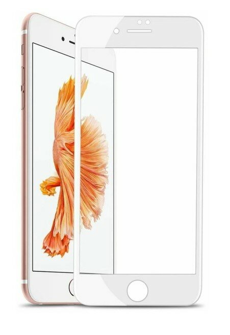 Защитное стекло на Apple iPhone 7 Plus и 8 Plus / стекло для Эпл Айфон 7 Плюс и 8 Плюс на полную поверхность экрана с олеофобным покрытием ( Белое )