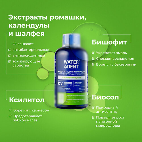 фото Жидкость для ирригатора waterdent 2в1 "комплексный уход", 500 мл