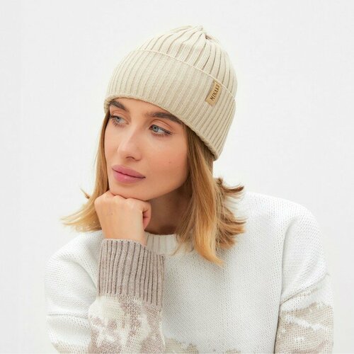 фото Шапка бини теропром, размер 56, бежевый