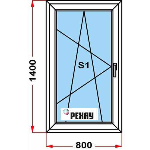 Окно+москитка из профиля рехау GRAZIO (1400 x 800) , с поворотно-откидной створкой, 3 стекла, левое открывание